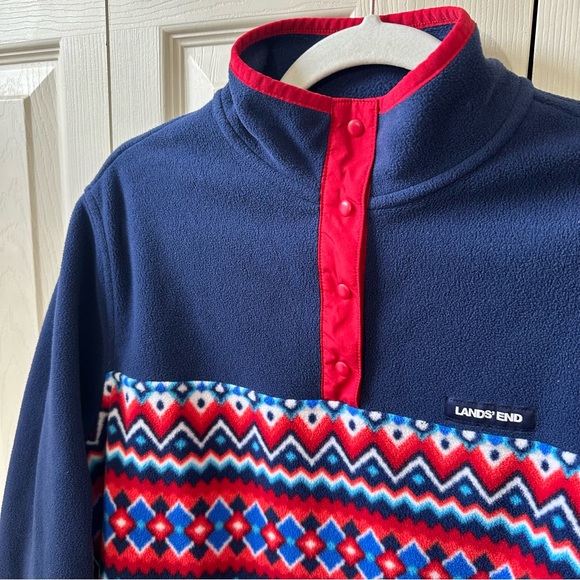 Lands End Women’s Size Large Heritage Quarter Snap Fleece Pullover Sweater Top - Picture 4 of 12